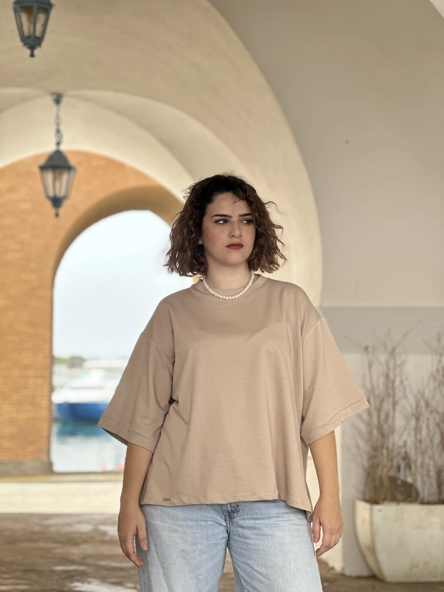 T-Shirt premium demi manches - Taille: Taille standard= 36-48 | Couleur: Beige