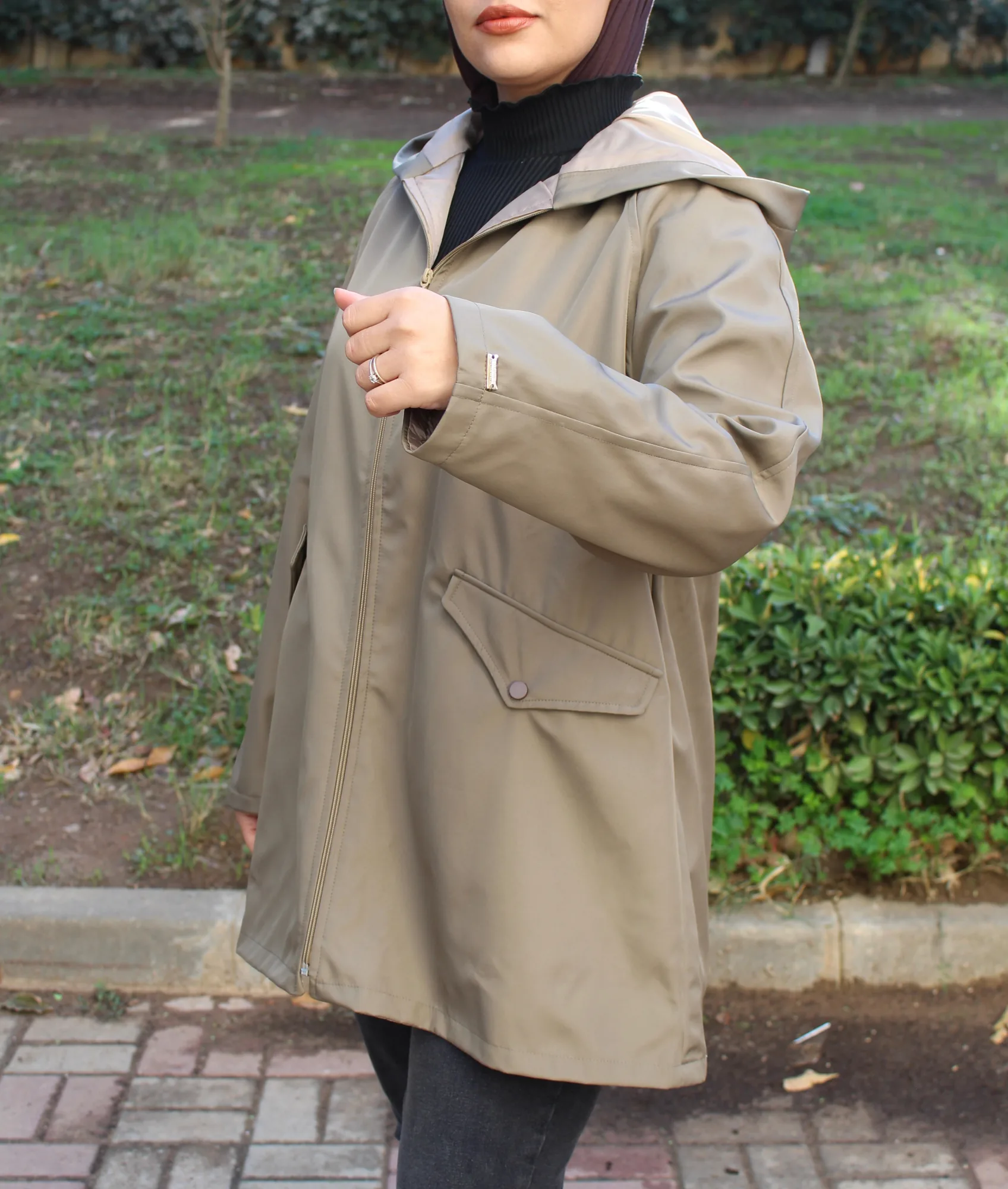 Veste imperméable  - Taille: Taille 1 = 36 - 42  | Couleur: Kaki