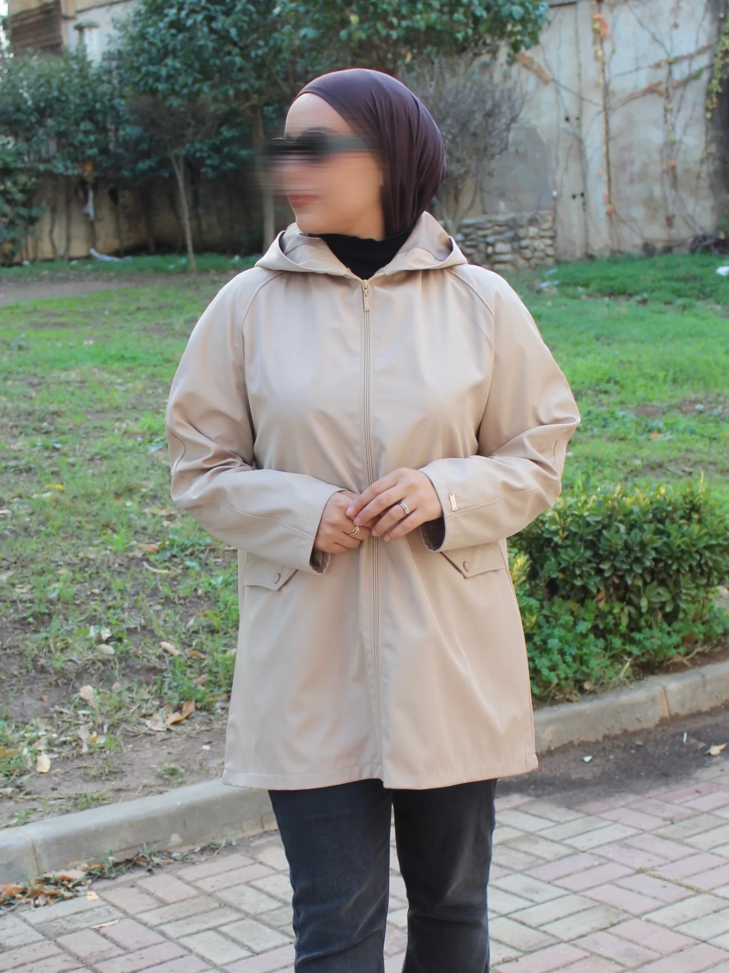 Veste imperméable  - Taille: Taille 1 = 36 - 42 | Couleur: Beige 
