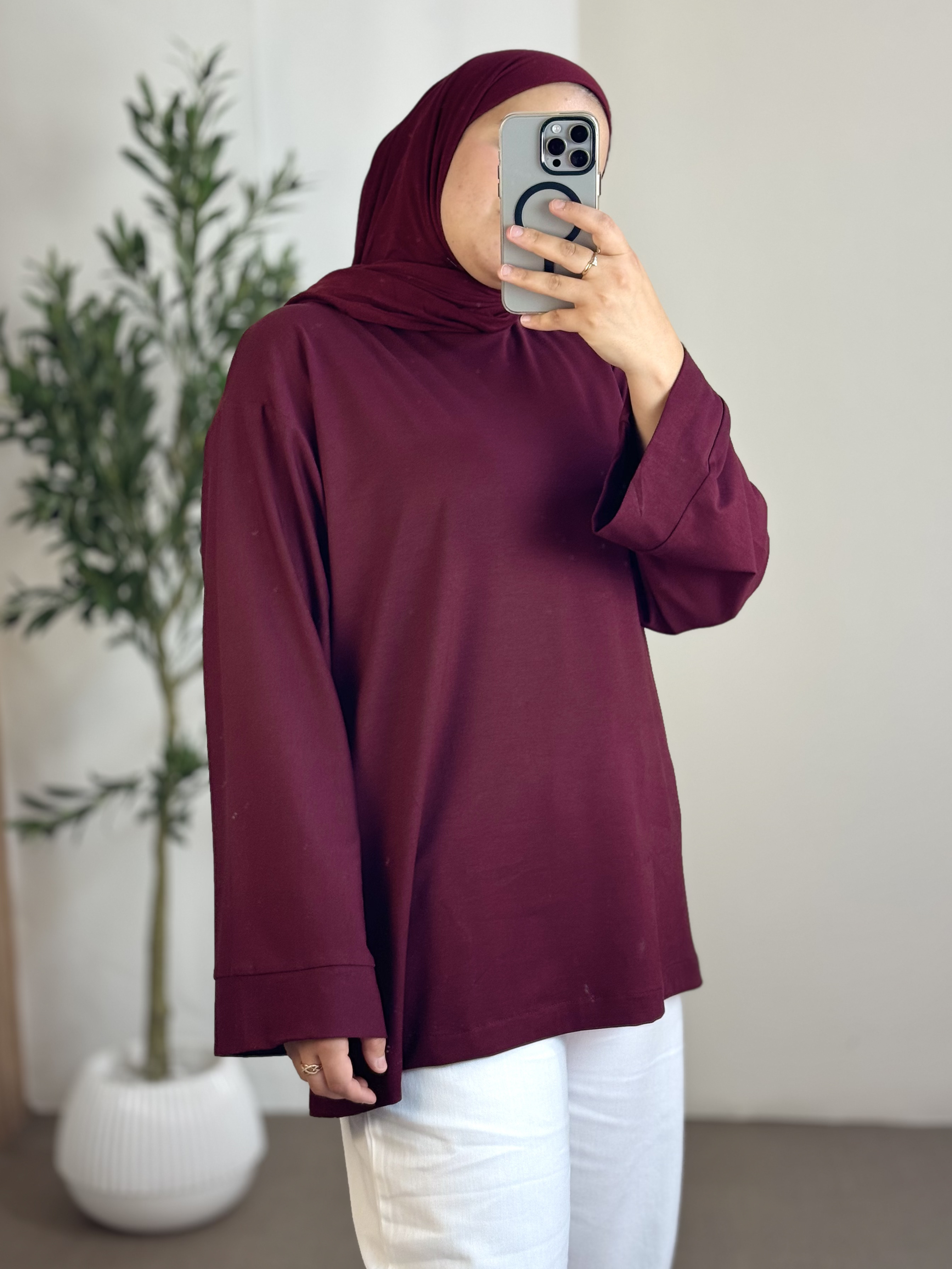 T-Shirt Premium Summer Manches longues - Taille: Taille 1= 36-48/ Longueur 75cm | Couleur: Grenat