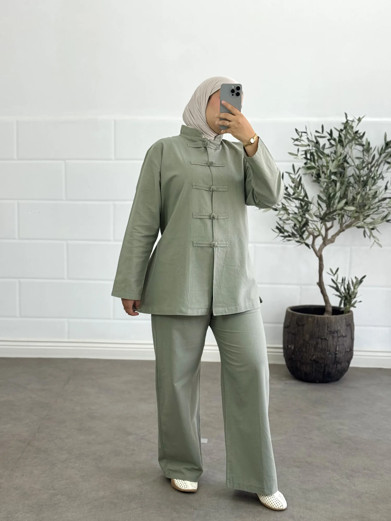 Ensemble chinois  - Taille: Taille 1 = 36-40 | Couleur: Vert 