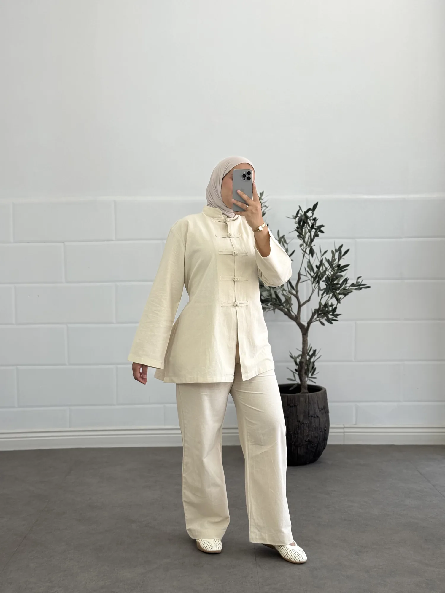Ensemble chinois  - Taille: Taille 1 = 36-40 | Couleur: Beige 