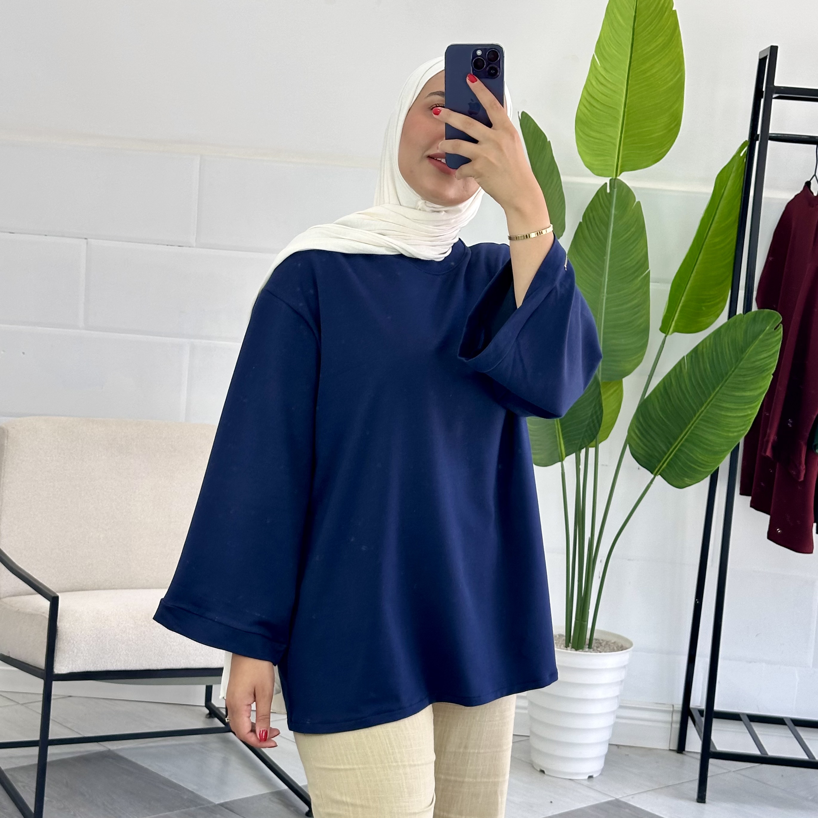 T-Shirt Premium Manches longues - Taille: Taille 1 = Longueur 75cm | Couleur: Bleu nuit