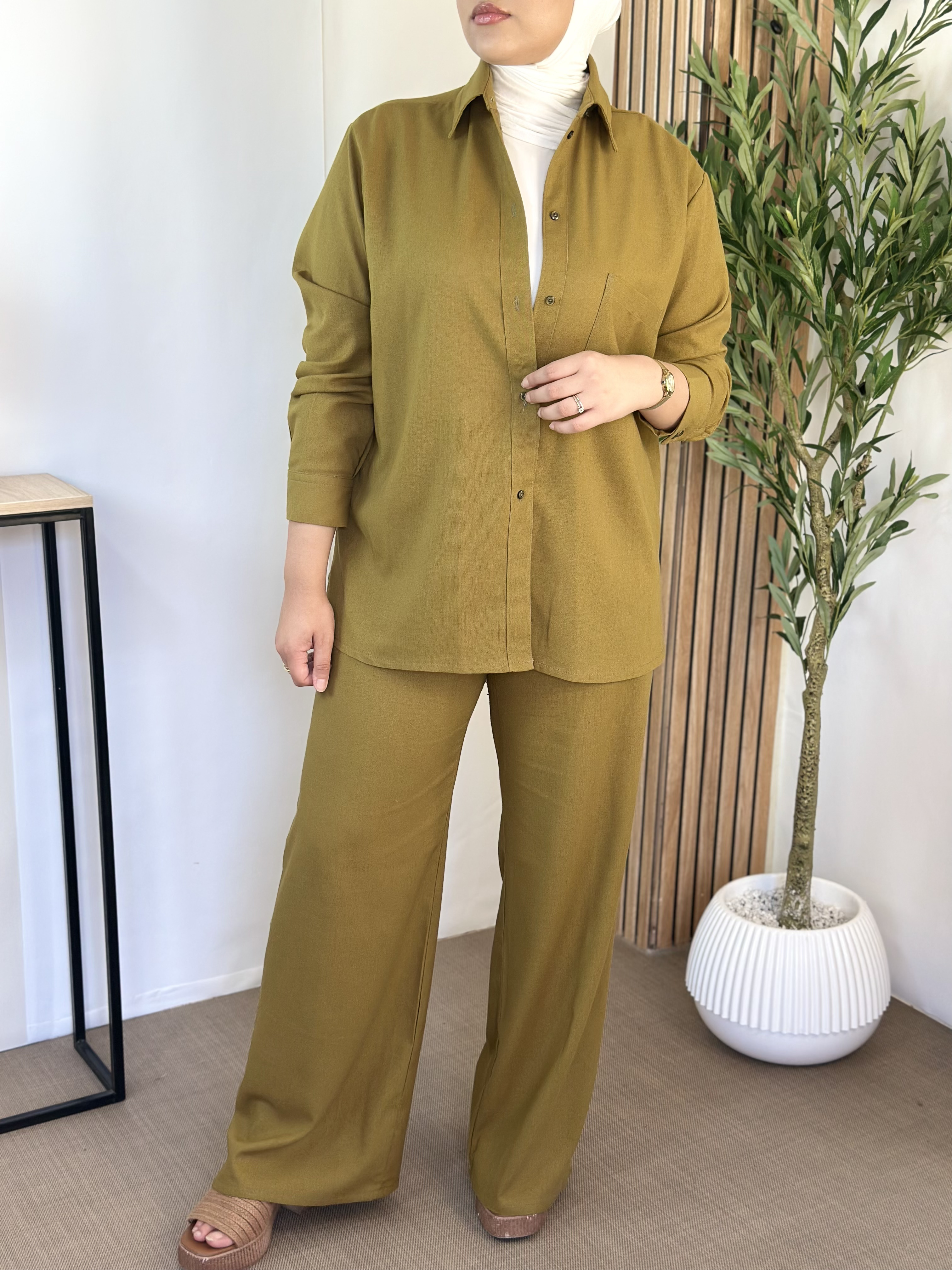 Ensemble chemise basique - Taille: Taille 1 = 36-40 | Couleur: vert olive