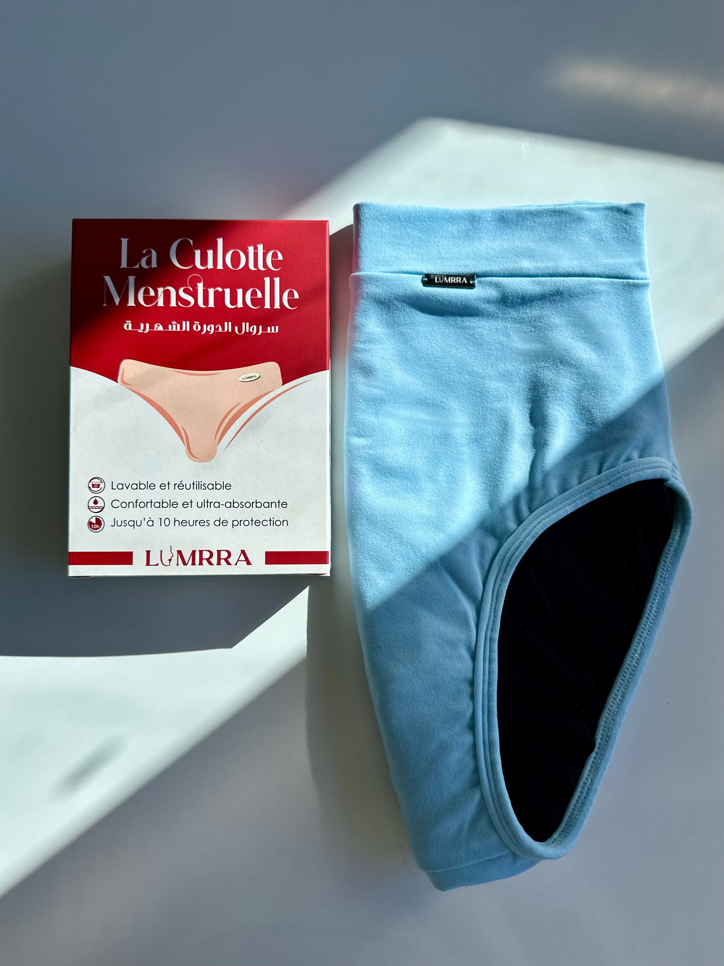 Culotte menstruelle Taille haute Bleu ciel 
